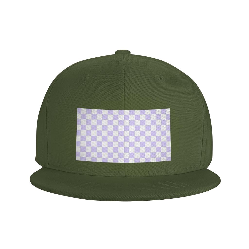 White and Pale Lavender Violet Checkerboard Baseball Caps Snapback Baseball Hats Casual Casquette Outdoor for Unisexs And WoUnisexs