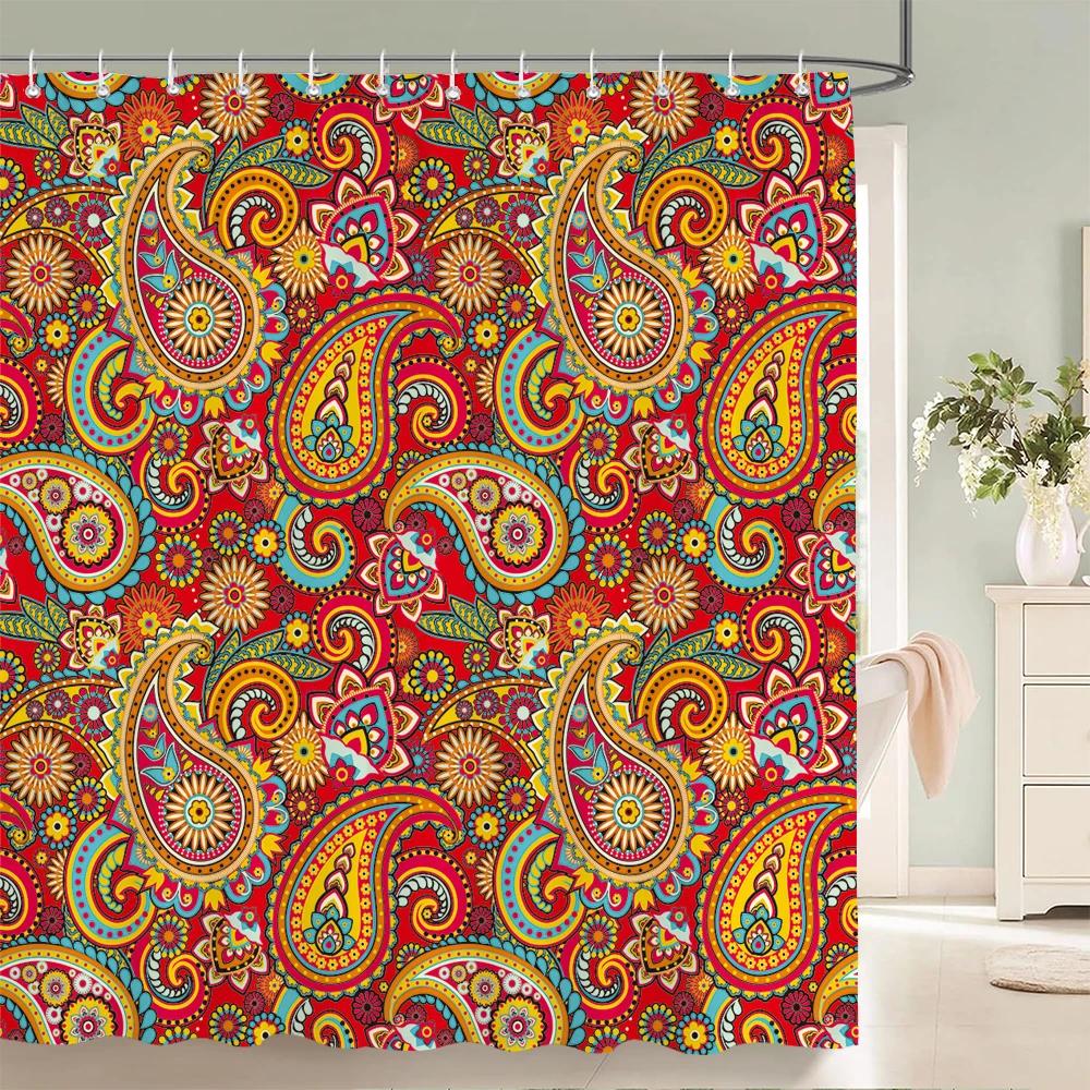 Waterproof Shower Curtain for Bathroom Bohemian Pattern Printing Bathtub Curtains Fabric Polyester Bath Curtain with Hooks