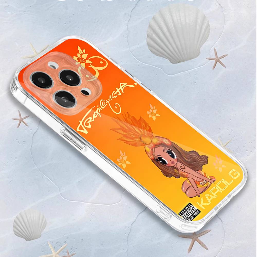 

K-Karol G Tropicoqueta Phone Case For iPhone 16,15,14,13,12,11 Pro,Max,Plus,X,XS,XR,SE4,E Mini Transparent Soft Cover iPhone13
