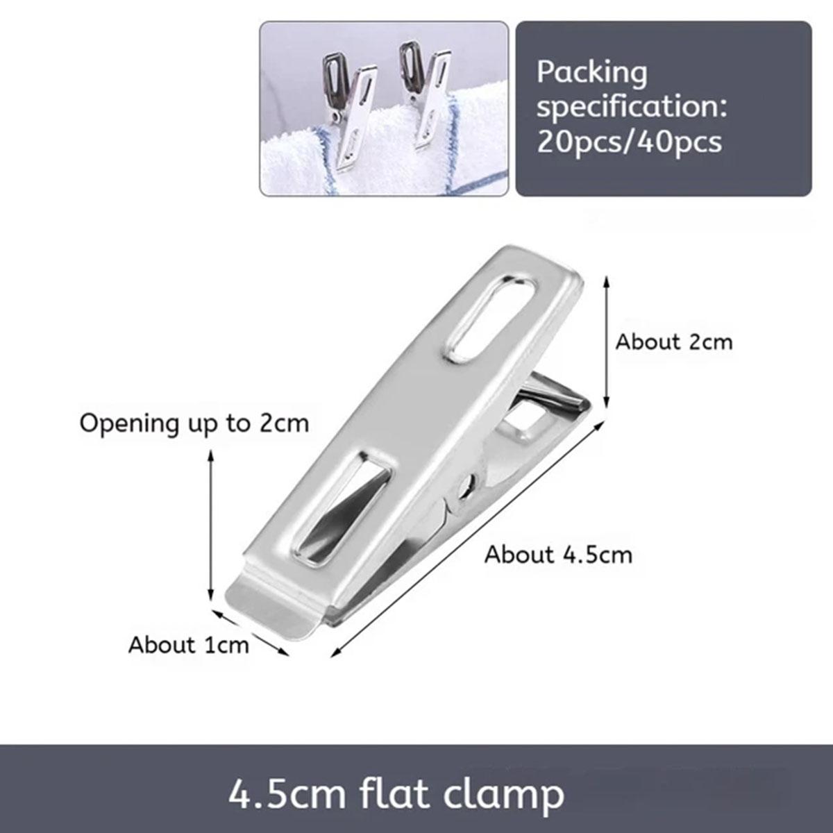 

20 шт. Прищепки из нержавеющей стали, Зажимы для бумаги, Сверхпрочные прищепки, Набор металлических зажимов, Металлические зажимы для одежды, Носков F