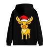 Reindeer with Santa Hat Christmas Back Print Unisex Hoodie Sweatshirt S-3XL
