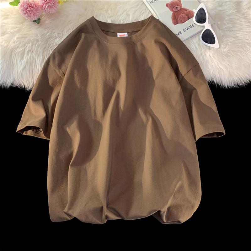 Summer New 260g 100% Cotton Fabric T-shirt Men High Quality Solid Color Short Sleeve Loose Tshirts Oversize Top Tees S-5XL