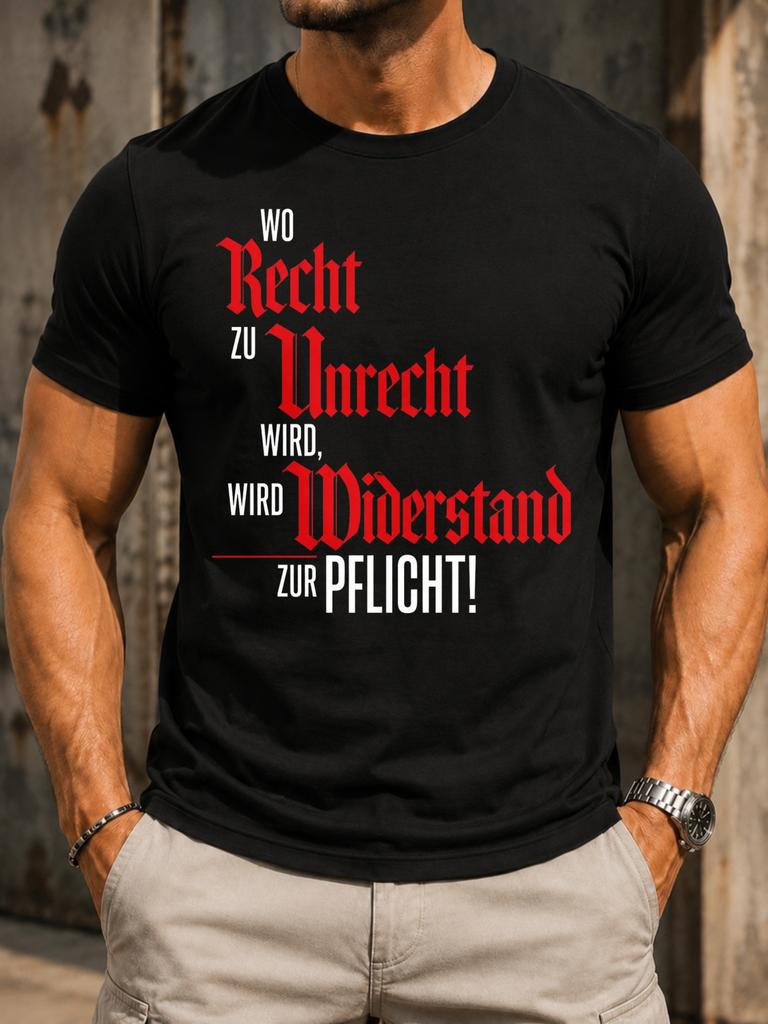 Wo Recht Zu Unrecht Modern Red Gothic Layout Bold Staggered Words And Resistance Duty Statet Unisex All Tshirt