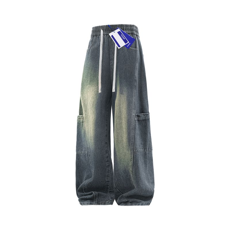 

Wassup Trendy American Retro Distressed Jeans for Men, New Style, Versatile, Casual Straight-Leg Pants for Teenagers Nostalgic Blue 4XL