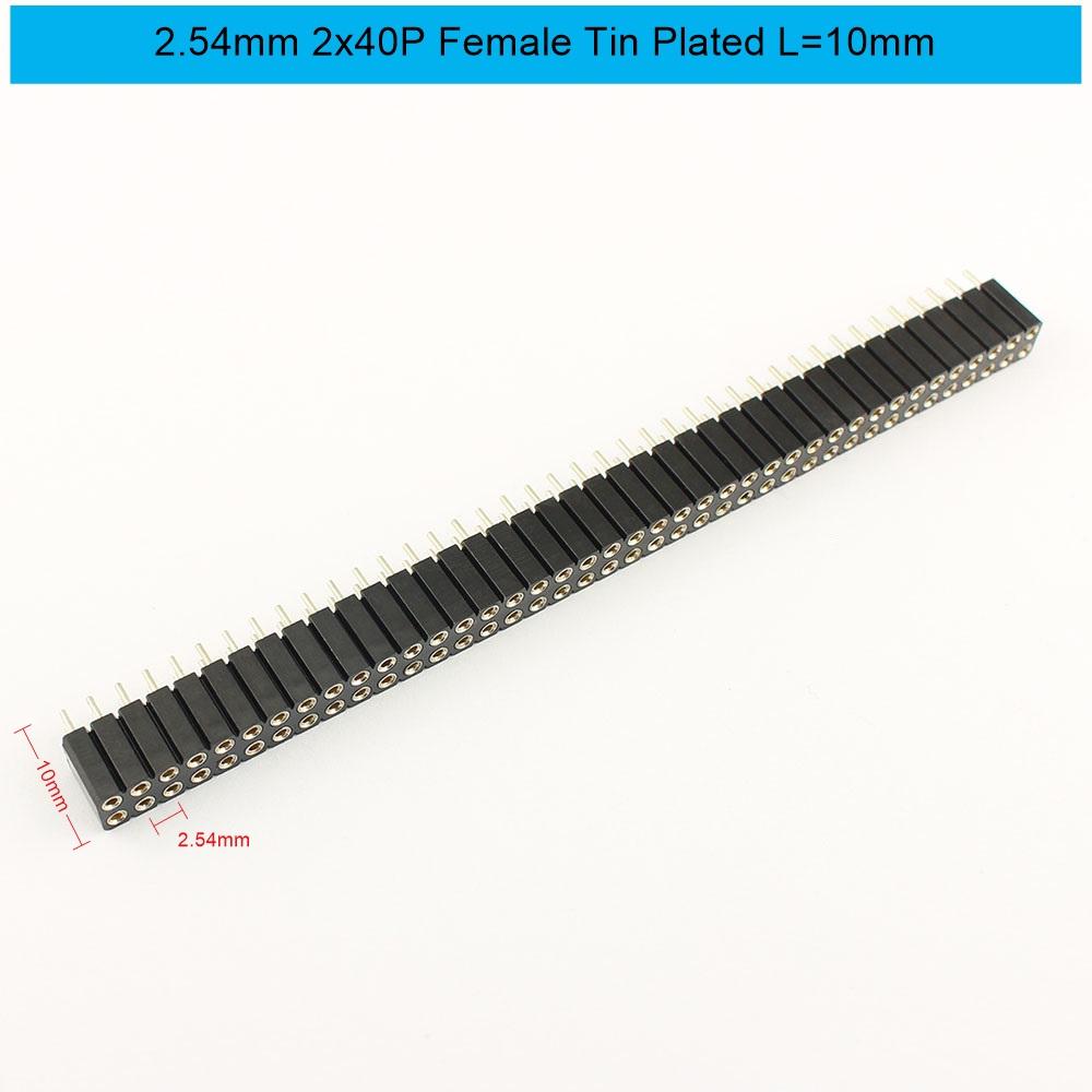 5pcs 2.54mm Pitch 1x40 2x40 40 80 Pin Female Male Hole Round Header Strip Connector Straight Single Double Row Tin Gold Plated