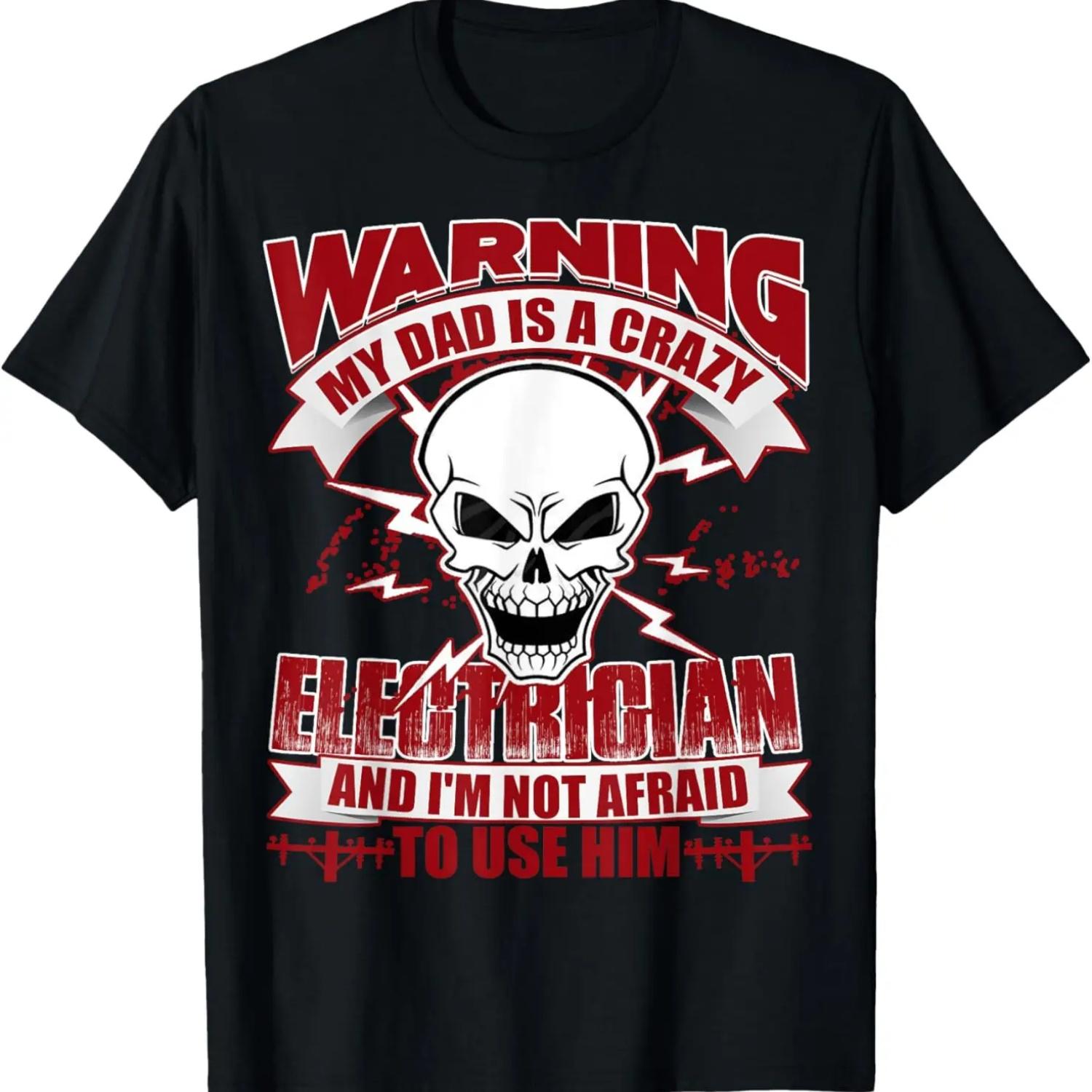 Мой папа сумасшедший электрик футболка, футболка электрика XXXXXL чёрный