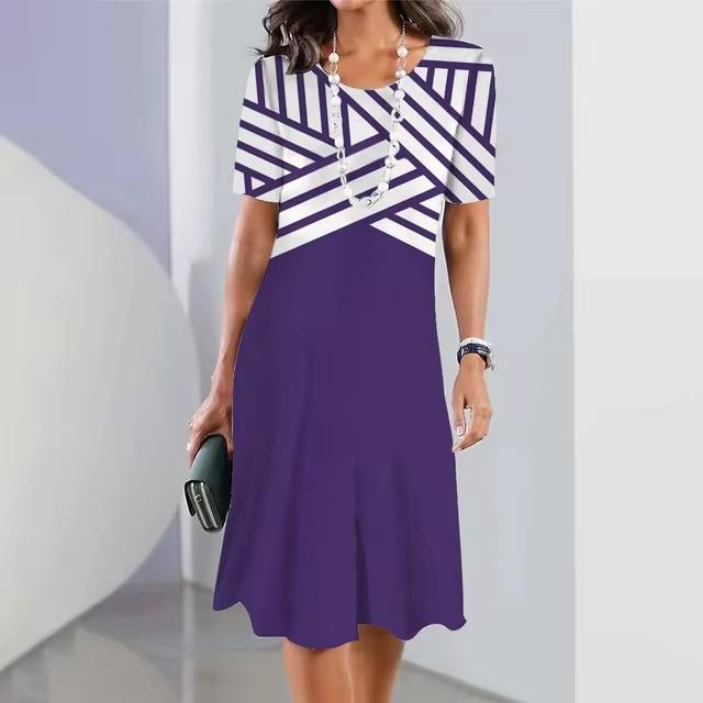 Short-sleeved Summer Fashion Clothing Loose Women s Casual Skirt 3D Digital Printing Dress S