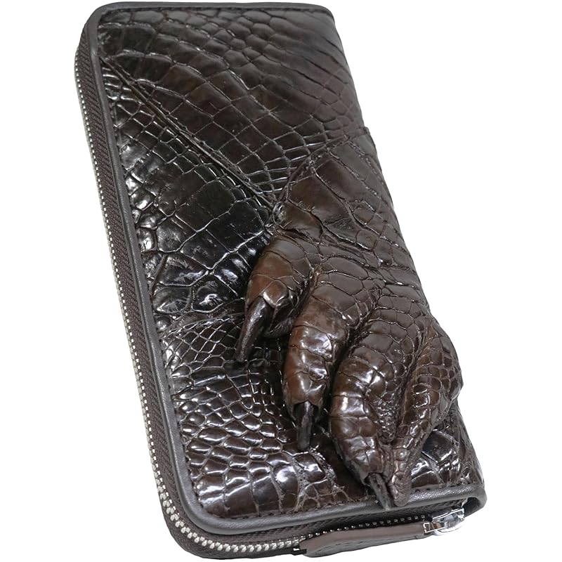 

[Berkut] brown crocodile long wallet men s genuine crocodile long wallet enamel Larger big wallet genuine leather Genuine leather leather Croco round