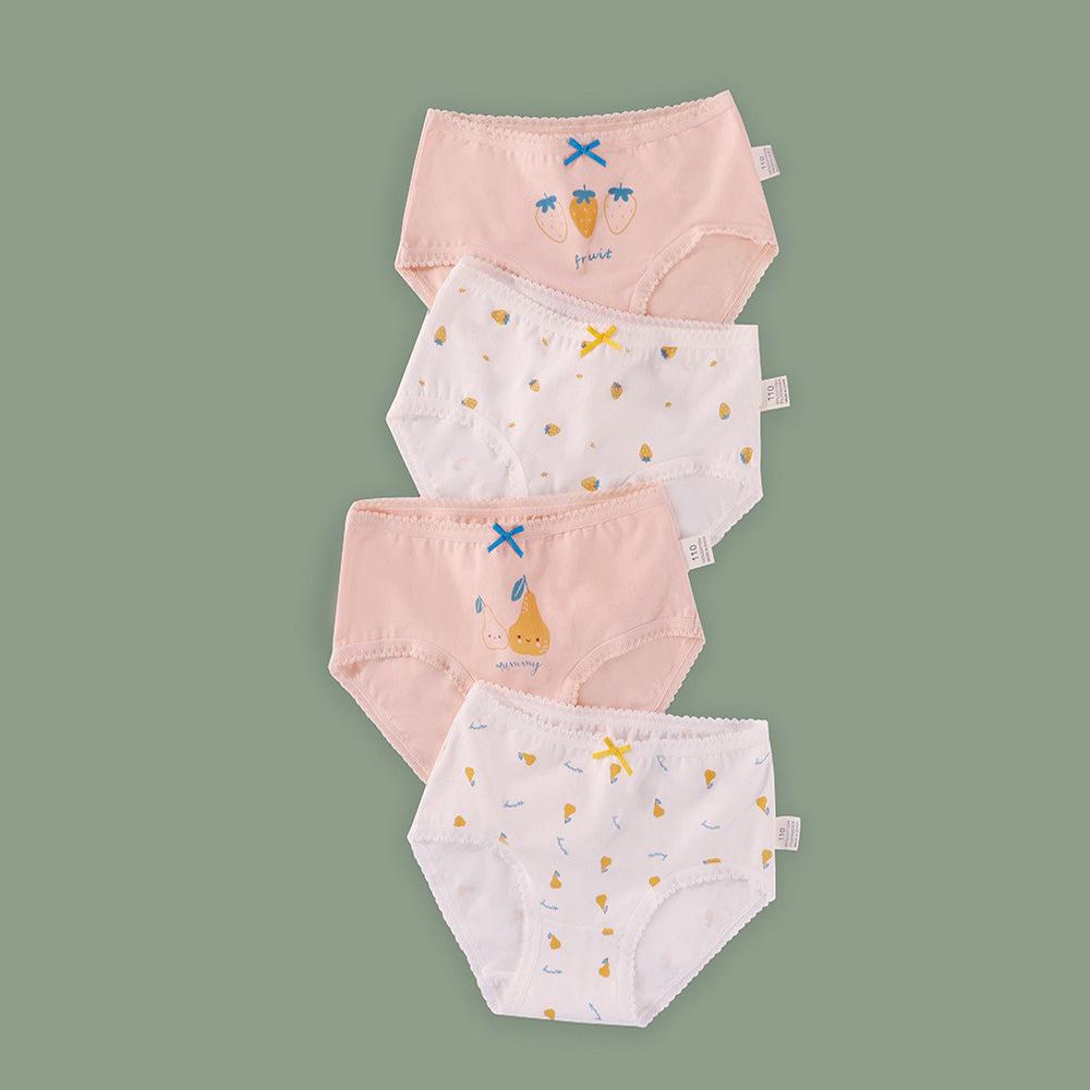 Girls' A-Class Pure Cotton Cartoon Briefs - Korean Style Antibacterial Underwear for Medium and Large Children