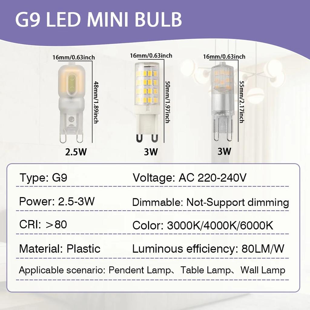 50PCS G9 LED Lamp 2W 3W 4W 220V 240V E14 Led Corn Bulb SMD 2835 LED G9 Light Replace 40W Halogen Lamp Light for Home Useful