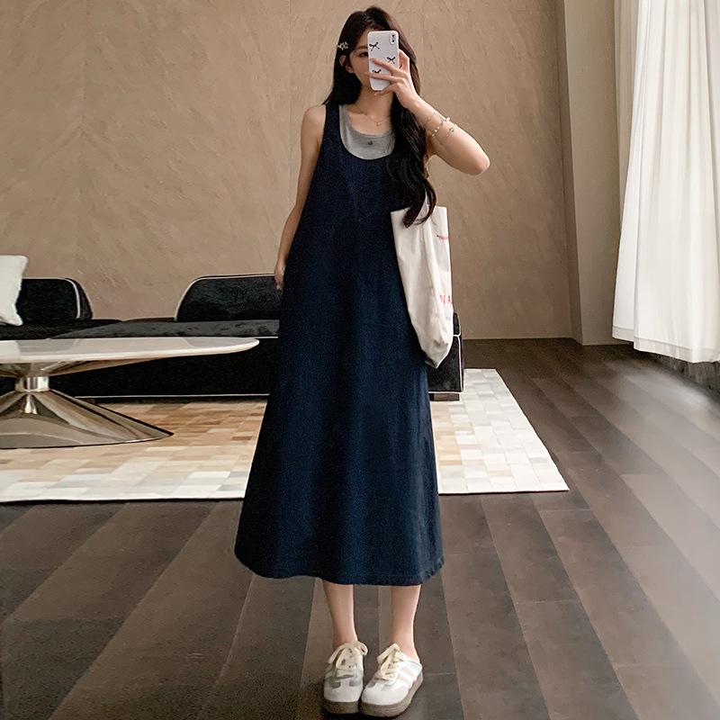 2026 Summer Sleeveless Faux Two-Piece Vest Dress 2XL