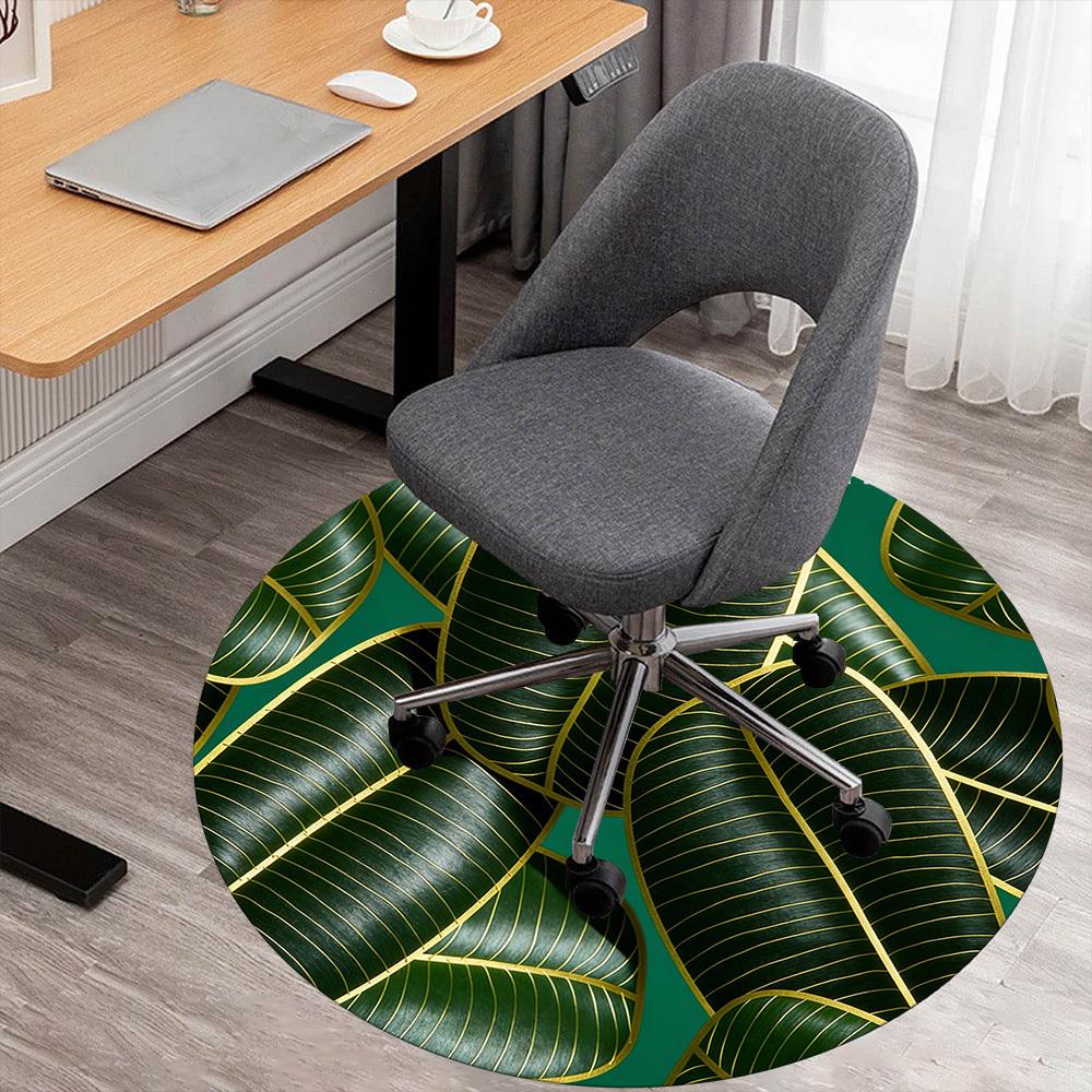 

1 шт. Круглый коврик для стула с узором тропических листьев, ковер для офиса - нескользящий, напольный коврик для офиса, спальни и декора помещений p127203 80cm by 80cm