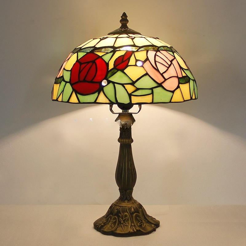12inch 30cm Retro Tiffany Stained Glass Nostalgic Table Lamp Restaurant Bedside Lamp Retro Cafe Bar Creative Lamp
