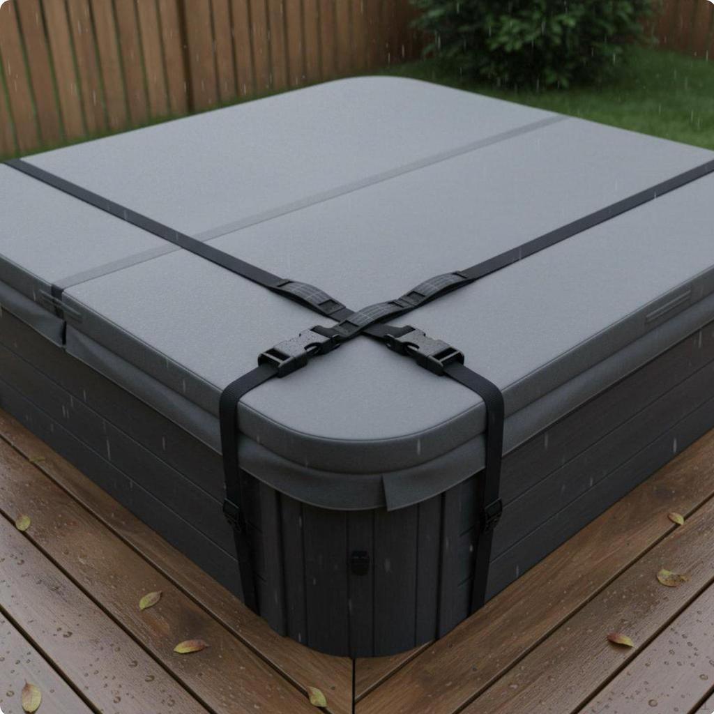 2 Pièces Sangle d'Attache pour Couverture de Spa Réglable Coupe-vent Attache de Bain Thérapeutique Robuste