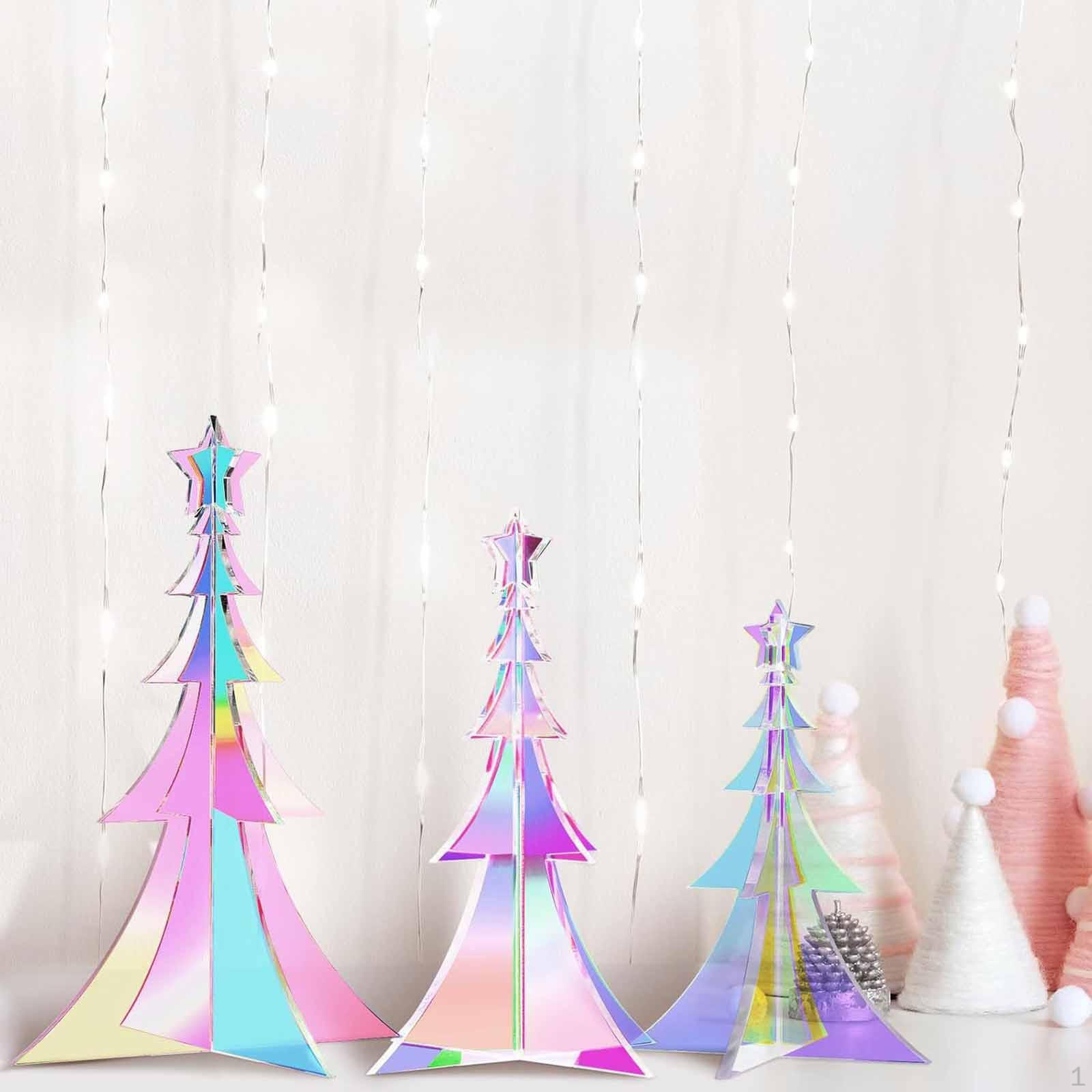

3Pcs Acrylic Christmas Tree Decorations Mini Xmas Ornaments Desk with Star Topper for Fireplace