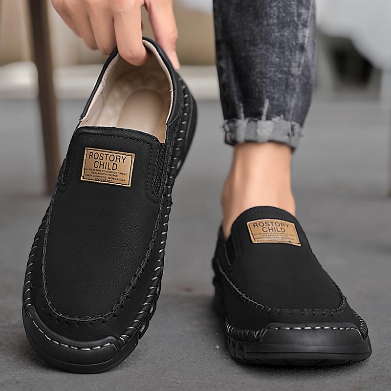 38-46 Men's Handmade Leather Shoes Casual Loafers Slip On Leather Flats Outdoor Walking Shoes