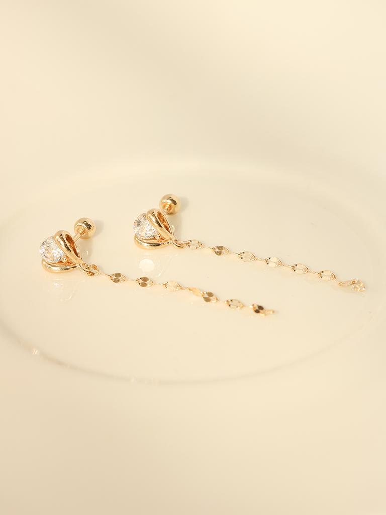 Minimalpiercing 14K Tulip Long Chain Drop Piercing Earrings