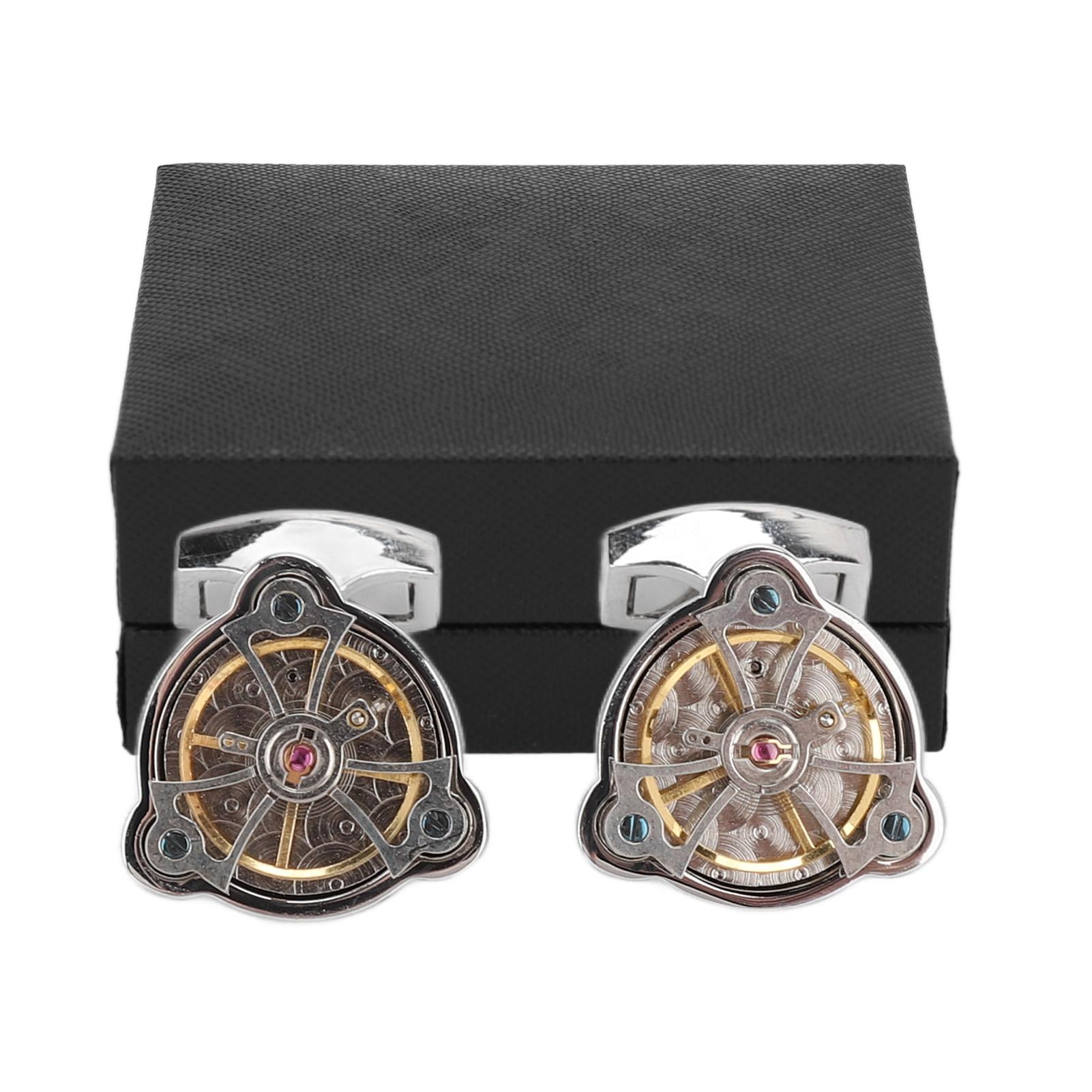 

Movement Cufflinks Retro French Style Electroplating Process High Polishing Silver Brass