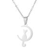 European & American Stainless Steel Necklace: Arrow, Water Drop, Moon Cat, Heart Pendant for Women - Elegant Sweater Chain