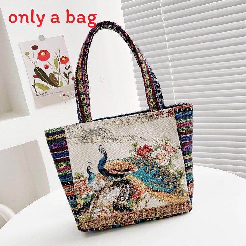 Ethnic Embroidered Handbag For Women With Canvas Material And Zipper Closure For Daily Use