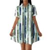 Women's Casual Loose Fit Shirt Dress Button Front Stand Collar Short Sleeve Polka Dot Patterned Dress for Everyday Wear