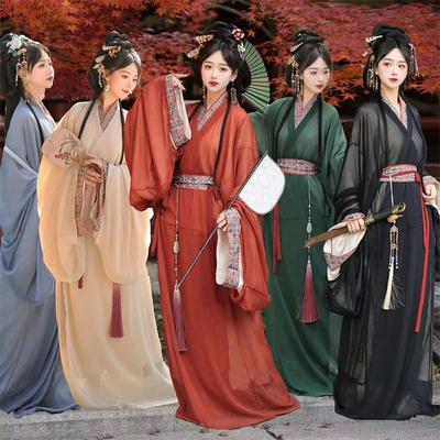 ZHAN GUO Robe Täglich Erwachsene Hanfu Damen Schwanz Großes Volumen Anzug Zeit der Streitenden Reiche Robe