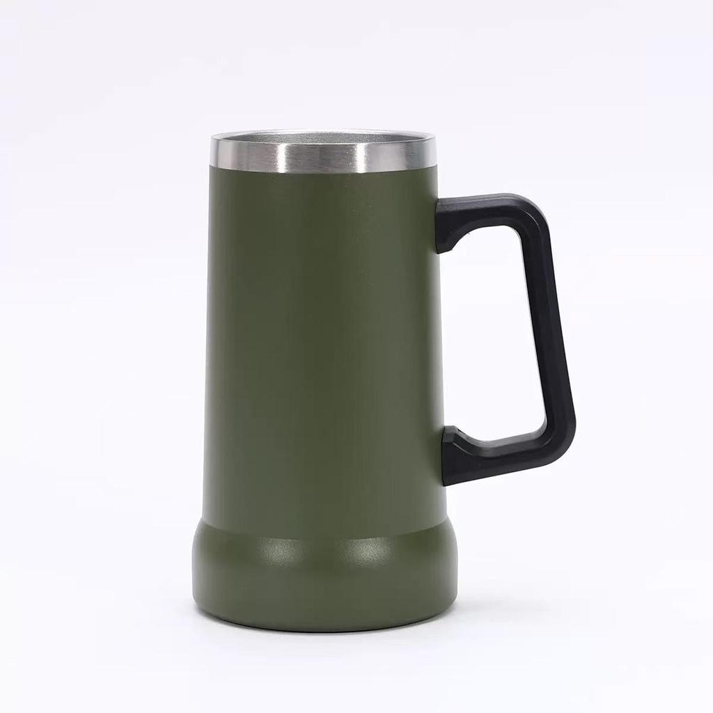 Large Capacity 24oz Brazilian Beer Mug, Insulated Stainless Steel with Double Layer Vacuum Handle