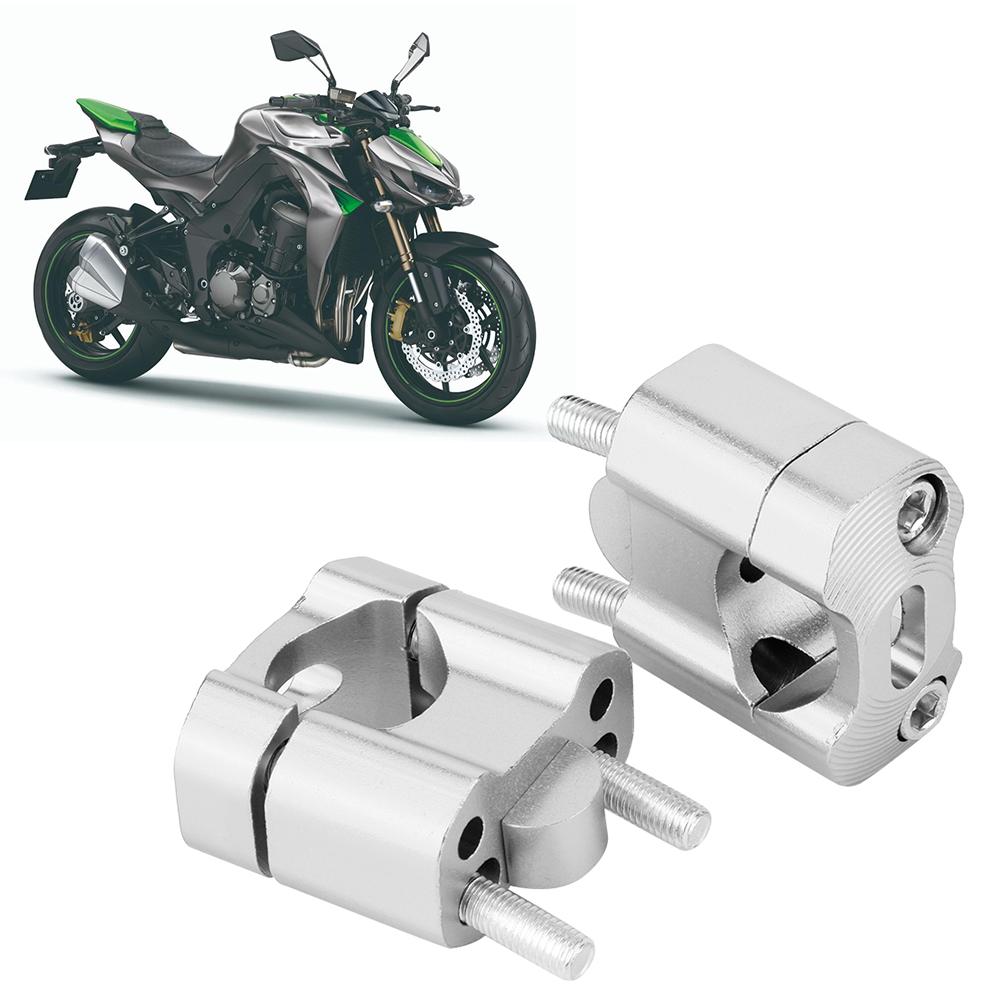 Pair 22mm28mm 18in 78in Motorcycle Handlebar Mount Clamps Riser Adapter CNC Aluminum AlloySilver