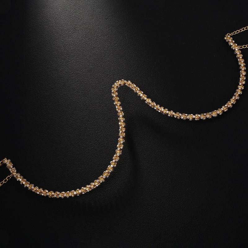 

Hot U-shaped Chest Support Women Light Luxury Simple Super Flash Sexy Rhinestones Body Chain Fashionable Girl Party Accessories срібний
