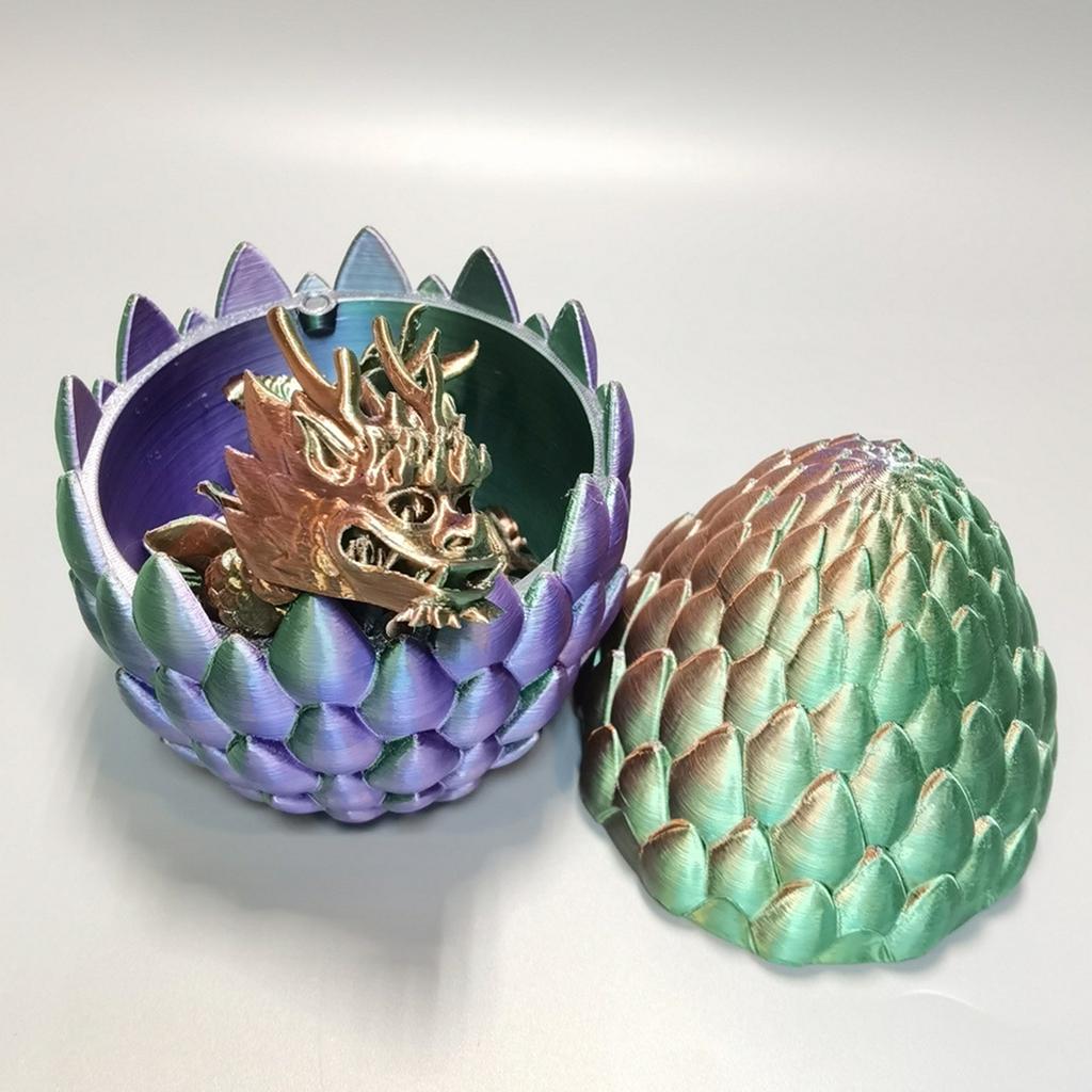Mystery Dragon With Egg, 3D Printed Dragon With Egg, Full Articulated Flexible Dragon With Eggs, 3D Printed Gift Toy