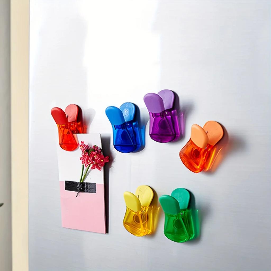 6pcs-Refrigerator Magnet Clip, Food Seal Clip, Kitchen Message Board Reminder Notebook Sticker, Home and Office Supplies