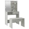 Makeup Table Set with LED Lighting Concrete Grey Wood Based Material