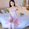 Spring and Summer Suspender Nightdresses, Can Wear Artificial Silk Pajamas, Loose Casual Large Swing Skirts, Large Sizes, Comfortable