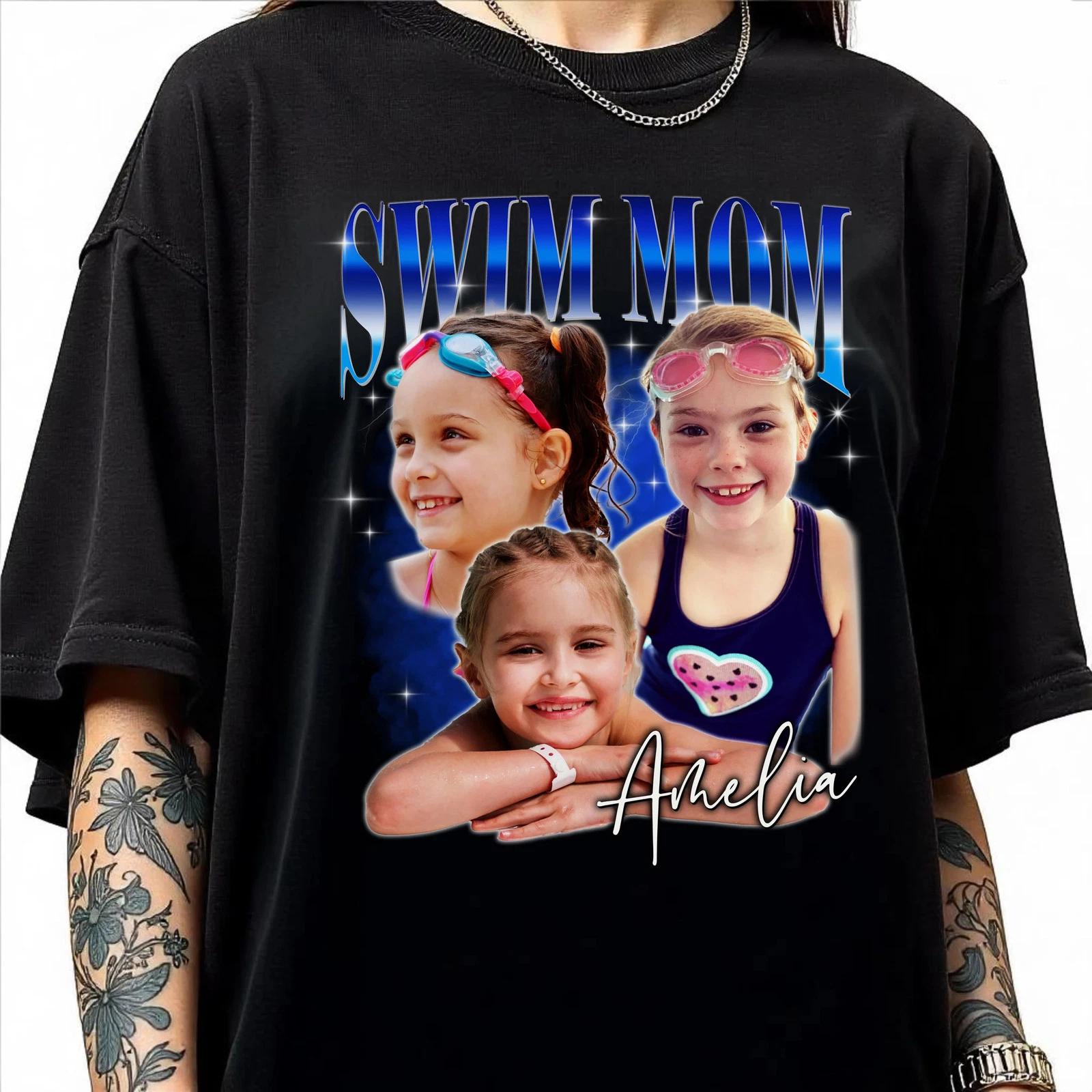 Custom Swim mom Comfort Colors Unisex T-Shirt Personalized Swimming mama bootleg 2XL