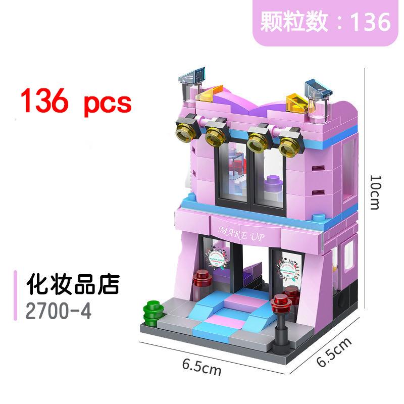 City Miniature Views Mini Street Coffee Shop Model Building Blocks Kits Bricks Kids Toys Girls Boys Flower Food Retail Store