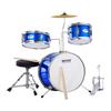 Kids Drum Set 3-Piece 14 in Beginner Drum Set for Child with Throne Blue