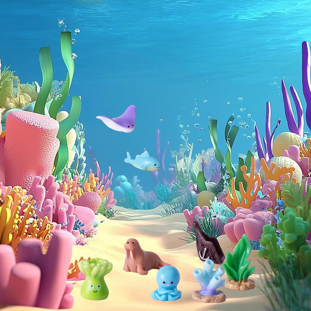 ZTFT Miniature Aquarium Decoration Resin Marine Animal DIY Miniature Garden Kids Home Aquarium Craft Jewelry 21-Piece Set, Figurines, Ornaments, Gift,