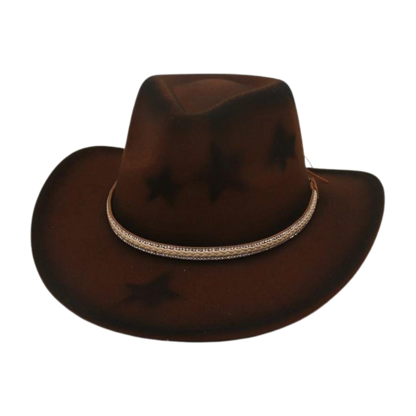 

Western Cowboy Top Hat Performance Jazz Hat Minority Style Woolen Top Hat Men And Women Couple Hat one size fits all [m peach five-star]
