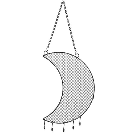 

Подставка для ювелирных изделий, изысканная декоративная компактная полка для сережек из кованого железа в форме луны и звезды для спальни Moon чёрный