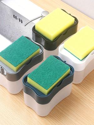 1Pcs 2-in-1 Soap Pump Dispenser and Sponge Holder - Sponge Rack for Kitchen Sink Dish Washing Soap Dispenser 13 Ounces