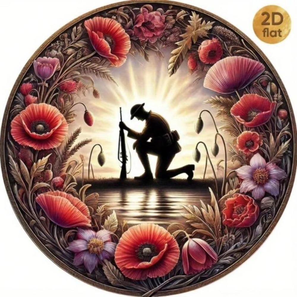 Patriotic Round Aluminum Metal Wall Art Sign Home Decor Memorial Day