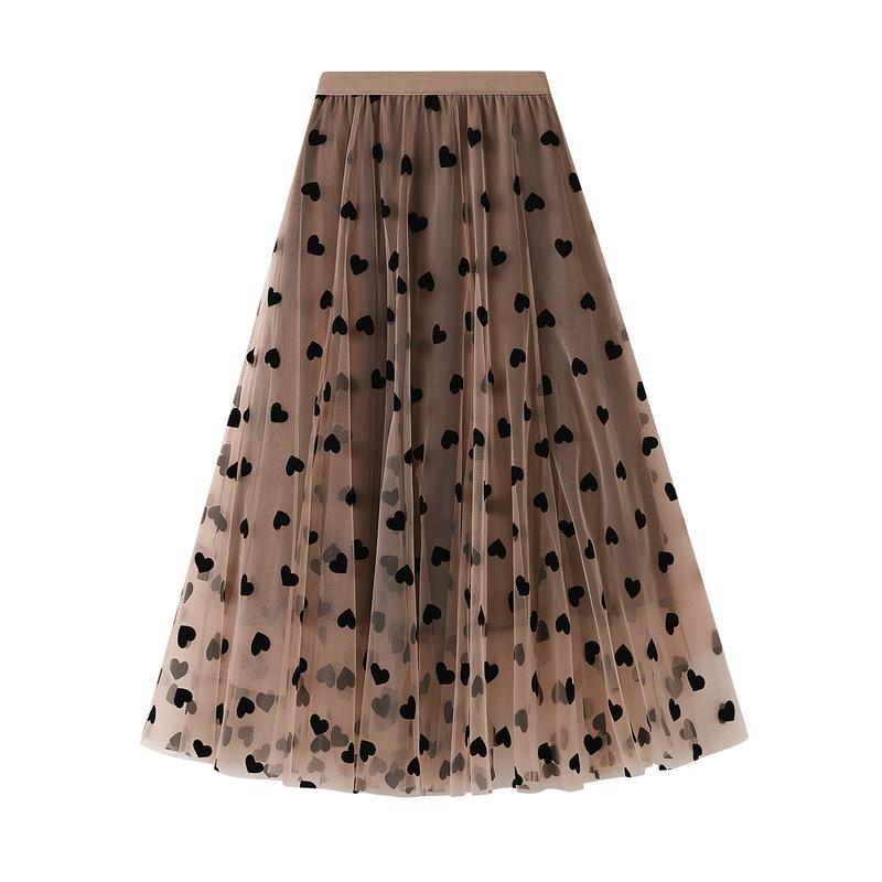 Women's Tulle Skirt Elastic High Waisted A-Line Layered Flowy Long Skirts Pleated Mesh Midi Skirts for Women Casual Beach Ruffle Skirts for Party