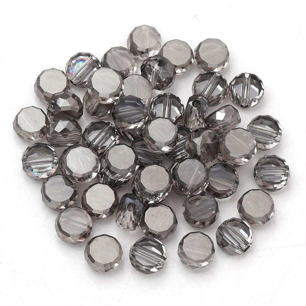 30Pcs Flat Round Faceted Crystal Beads Colorful Glass Beads Loose Spacer Beads For Jewelry Making DIY Bracelet Necklace Crafts