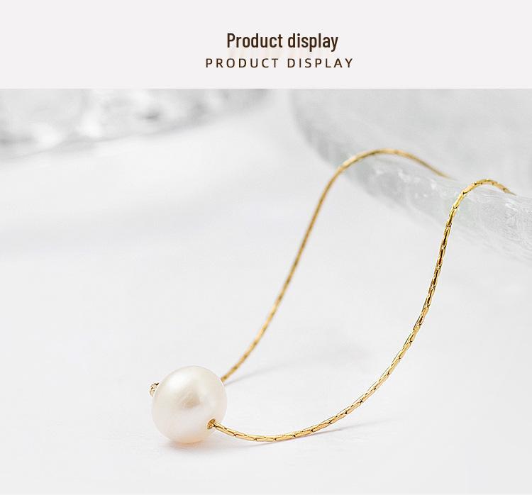 Elegant Pearl Gold-Plated Titanium Necklace - Durable, Versatile, Stylish Clavicle Chain