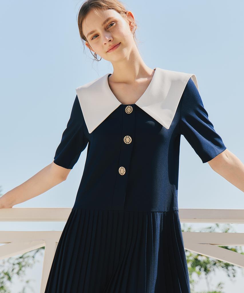 Zero Street Pleated Sailor Dress / Navy