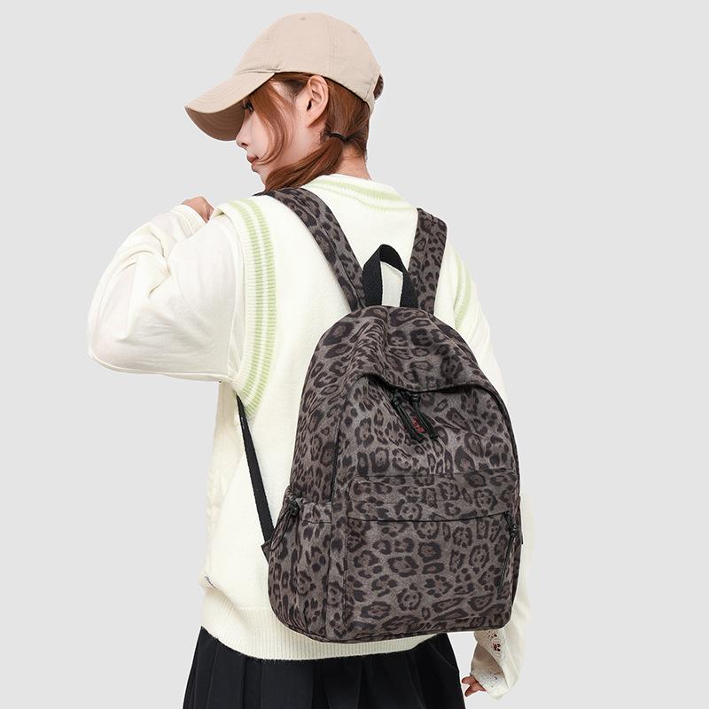 Leopard Print Backpack Travel Backpack Women's Schoolbag