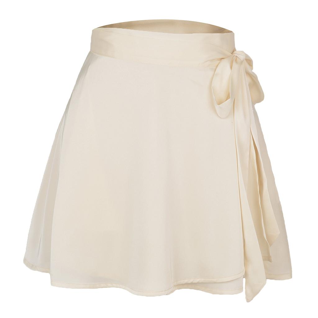 Solid Color Skirt High Waist Fashionable One Piece Lace Up Short Skirt Chiffon Satin Wrapped Mini Skirt
