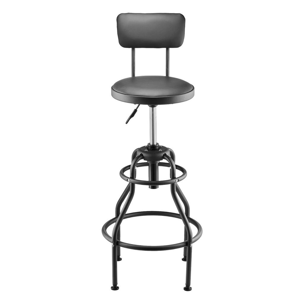 Shop Stool Adjustable Height Garage Work Seat 300 lbs Load with Backrest