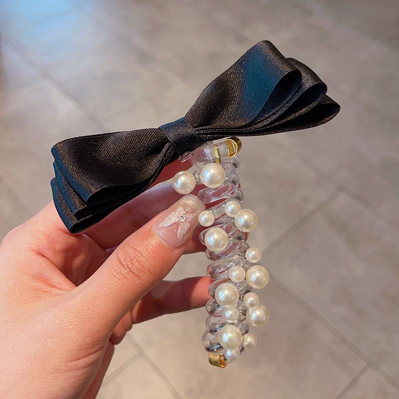 

Children s Silver Bow Hair Band Girls Beads Phone Line Headband Ponytail Girl Bubble Braid Hair Artifact чёрный