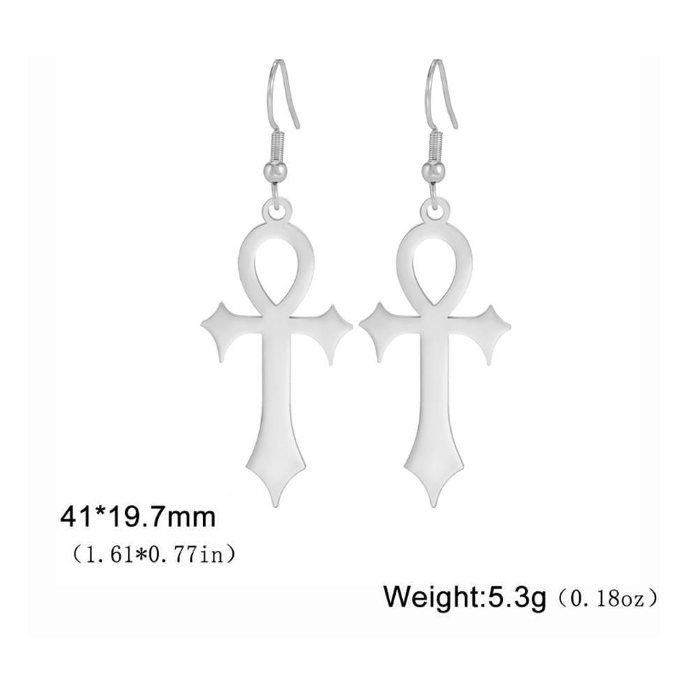Dawapara Antike Ägyptische Symbol Ohrringe Auge des Horus und Ankh Kreuz Hieroglyphisches Ideogramm Schutz Amulett Edelstahl